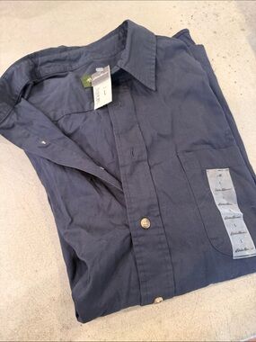 Eddie Bauer Men's Dark Navy Button-Front Shirt Jacket
